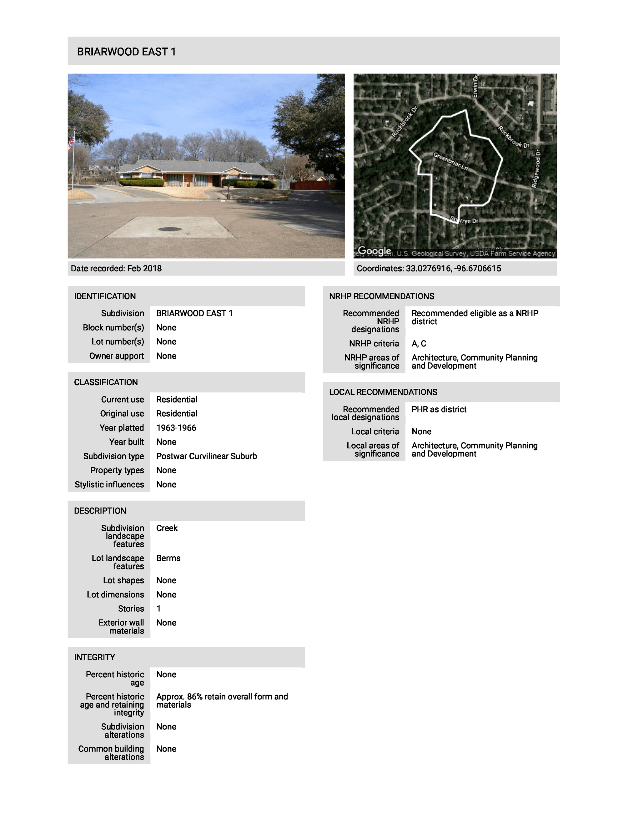 Windshield Level Survey sample Page 1