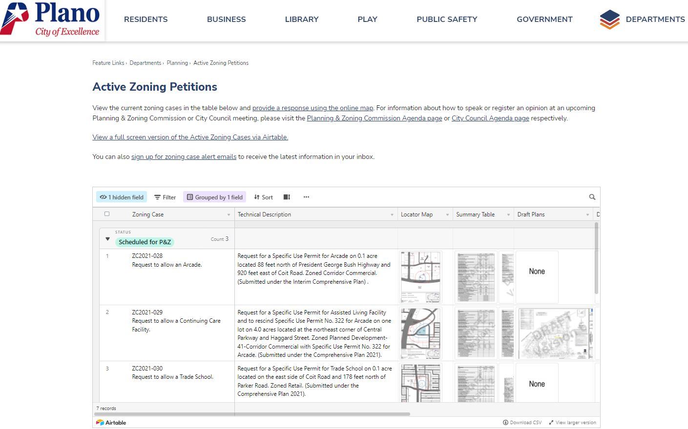 Active Zoning Page